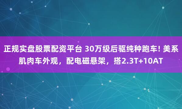 正规实盘股票配资平台 30万级后驱纯种跑车! 美系肌肉车外观,配电磁悬架,搭2.3T+10AT